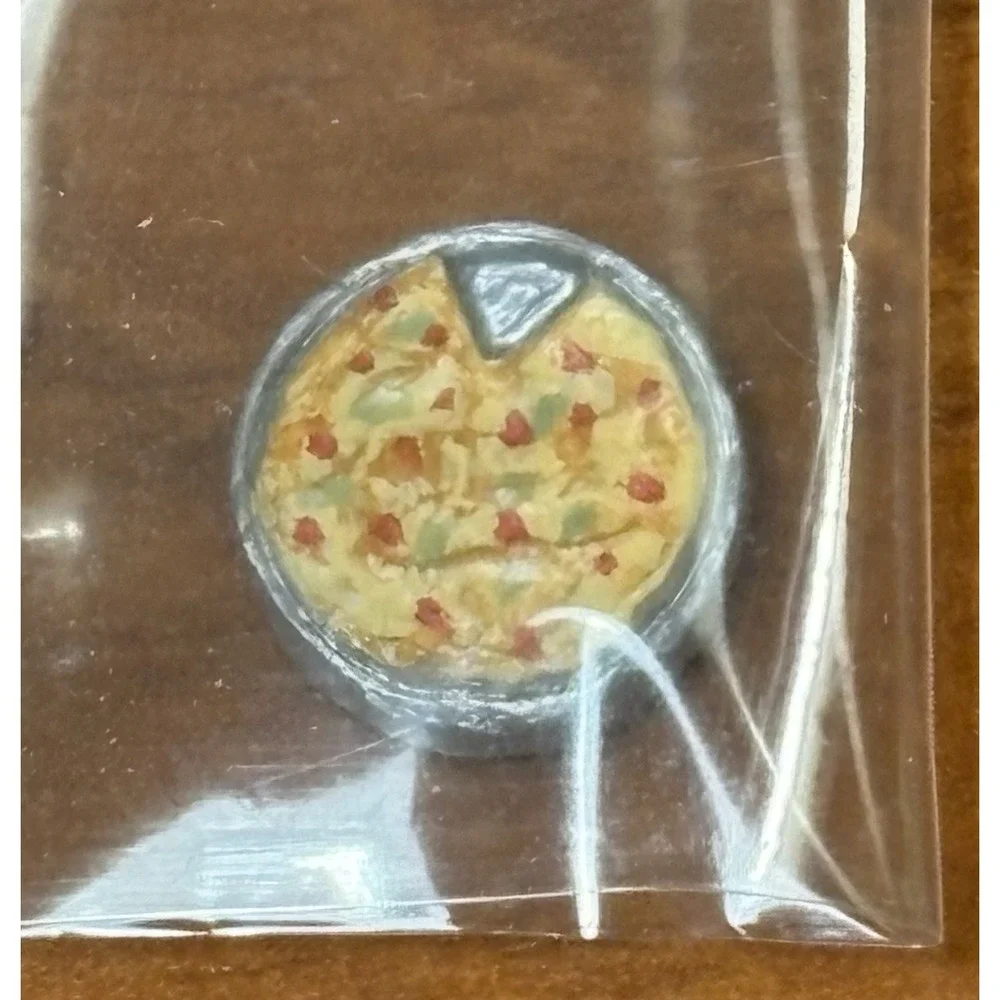 Vintage 1:24 Dollhouse Micro Miniature Artisan Pizza Books Clock Tissue Box 4pc